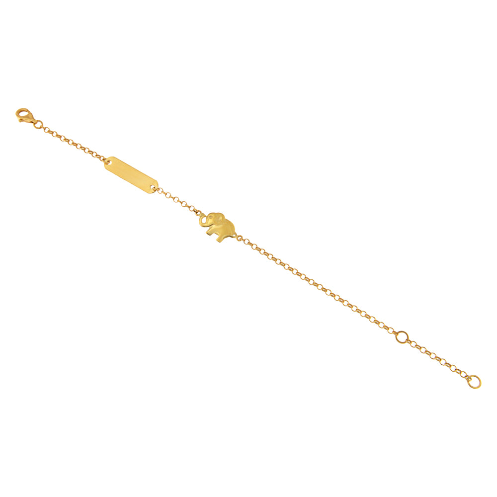 18ct gold Baby bracelet with plate and elephant