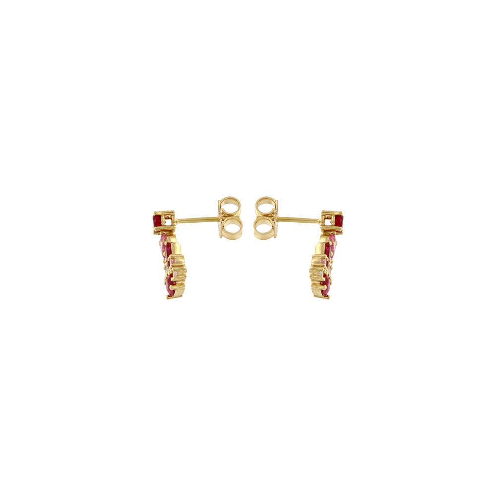 18ct gold Red stone stud earrings