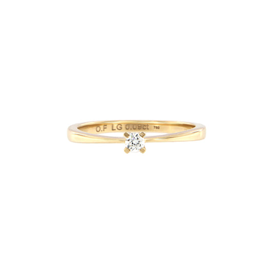 18ct gold L-diamond solitaire ring