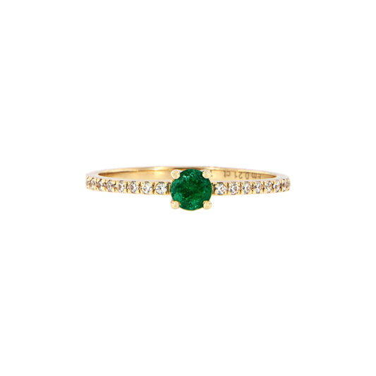 18ct gold Emerald and zircons ring