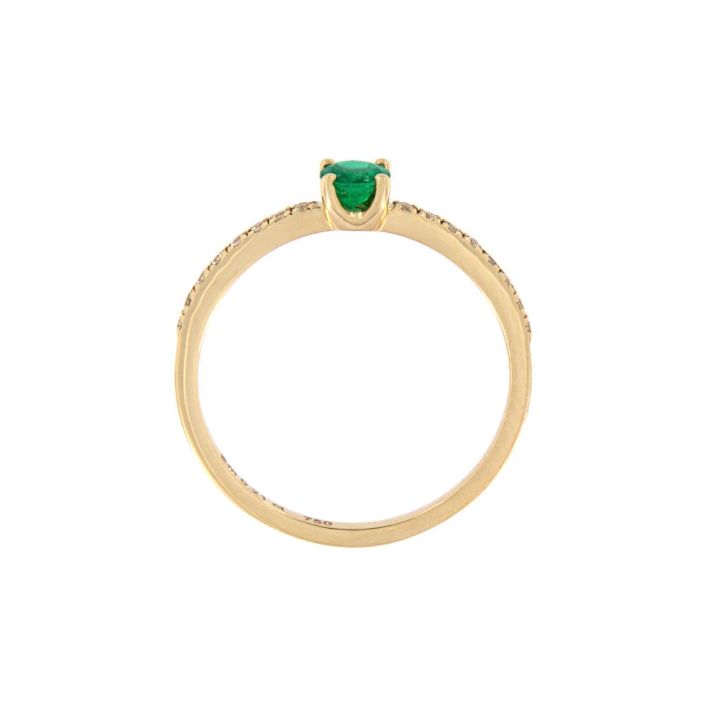 18ct gold Emerald and zircons ring
