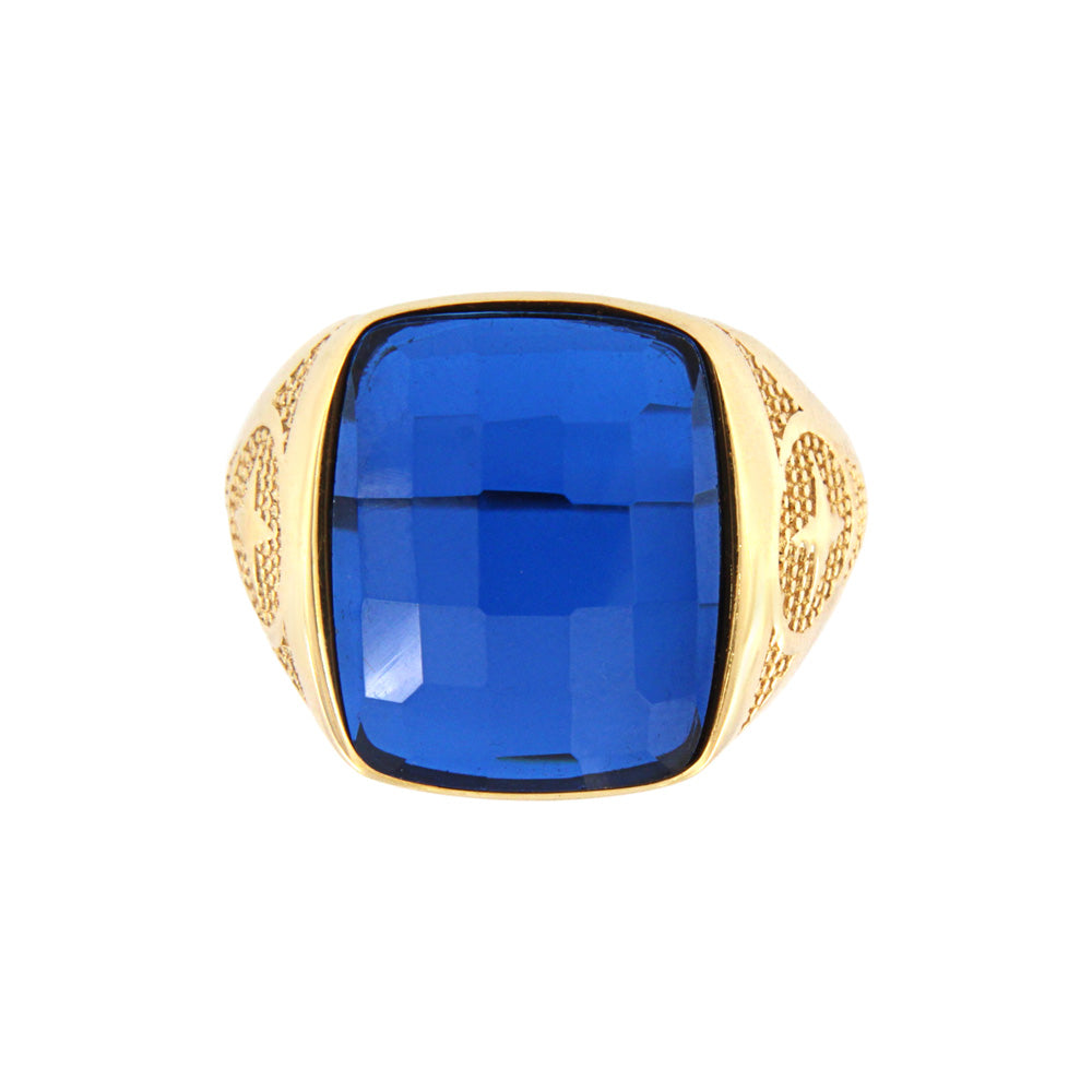 18ct gold Rectangular blue stone ring