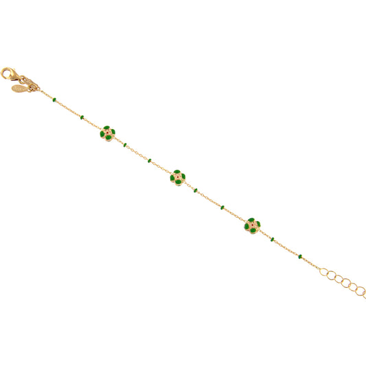 18ct gold Green flowers baby bracelet