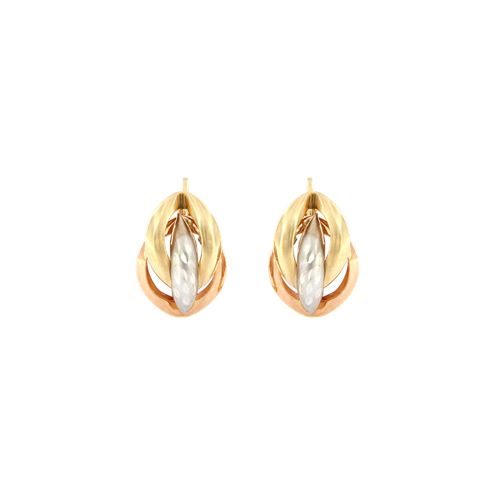 18ct gold Three colour earrings