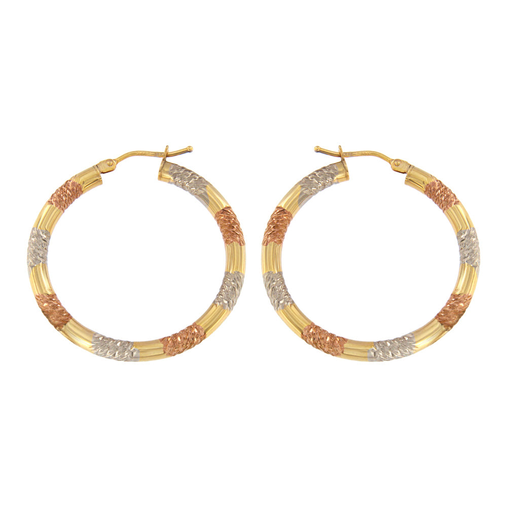 18ct gold Tricolour hoop earrings