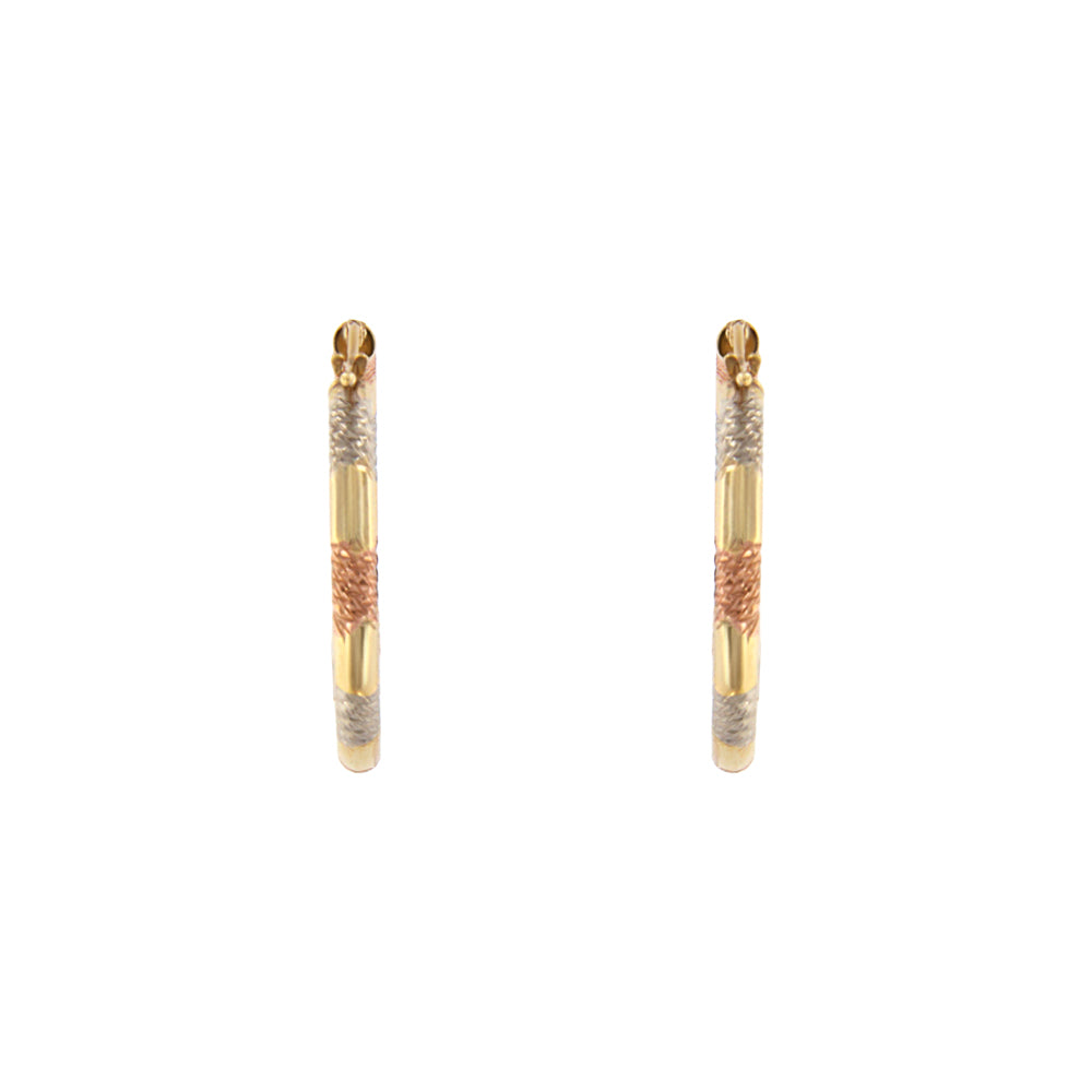 18ct gold Tricolour hoop earrings