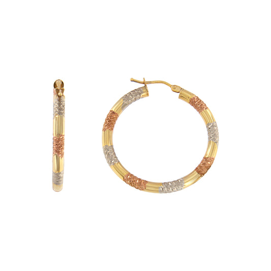 18ct gold Tricolour hoop earrings