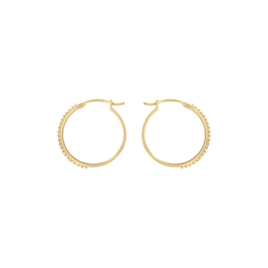 18ct gold Circular hoop earrings with zircon