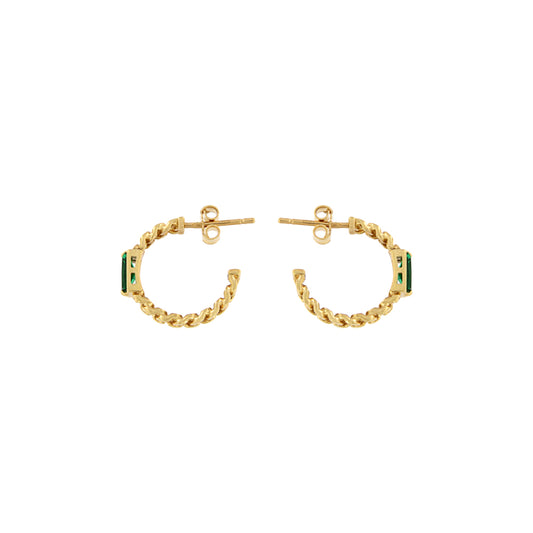 18ct gold Green stone open hoop