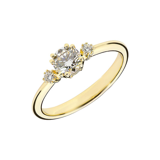 14ct gold ring 3 zircons