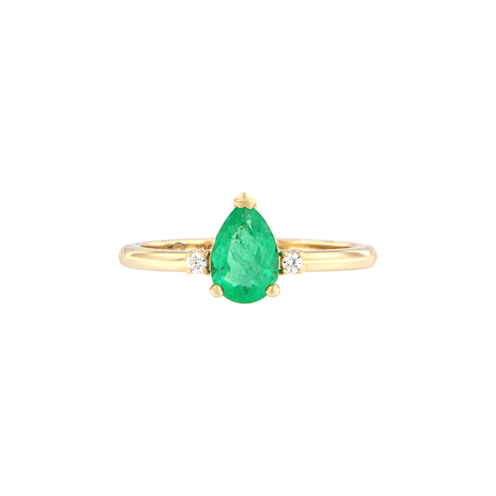 18ct gold Emerald pear ring