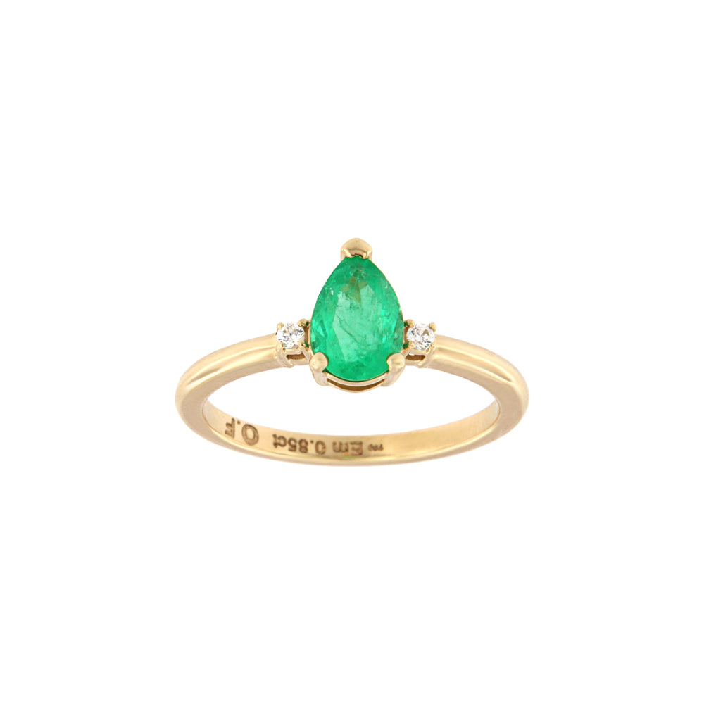 18ct gold Emerald pear ring