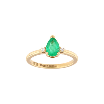 18ct gold Emerald pear ring