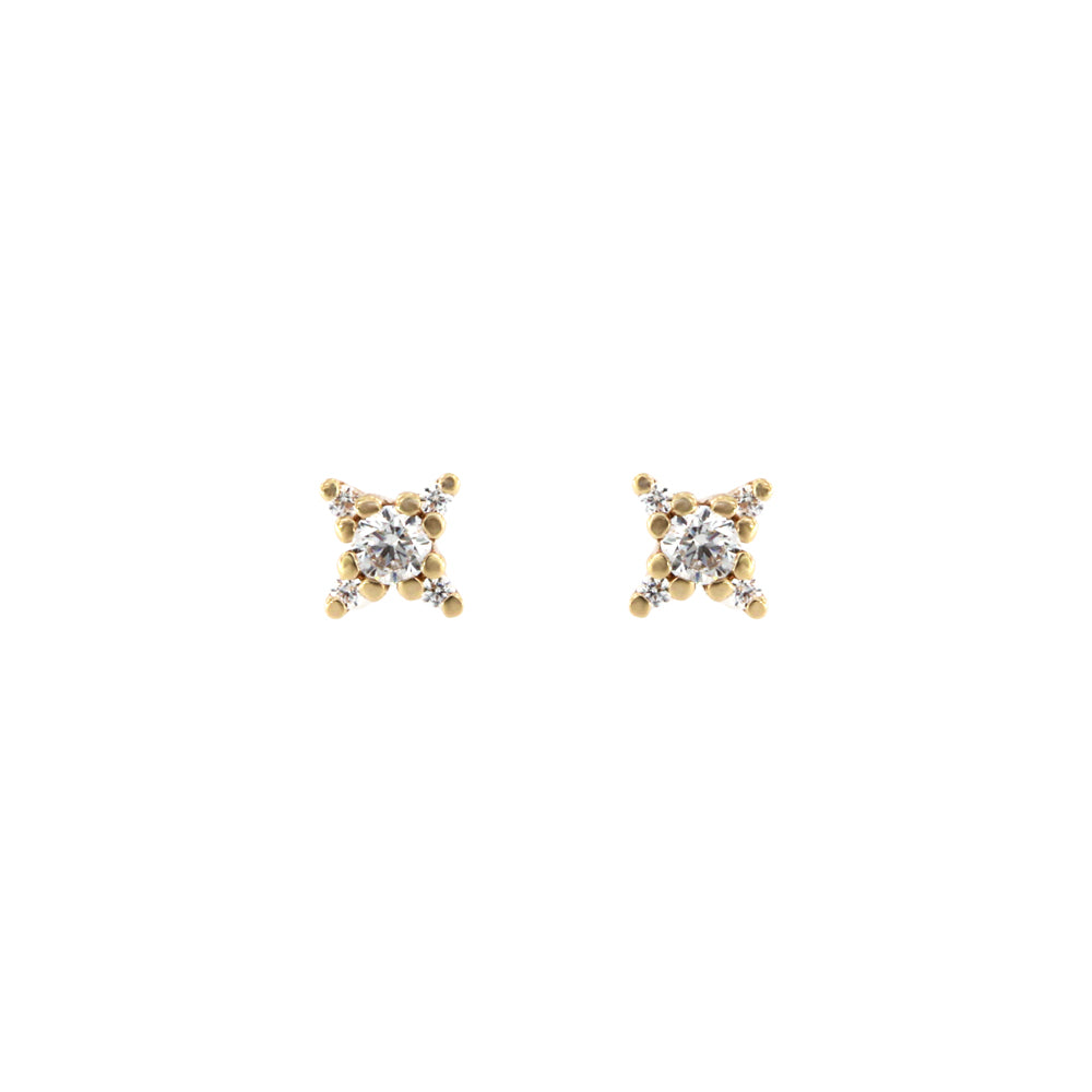 18ct gold White stone stud earrings