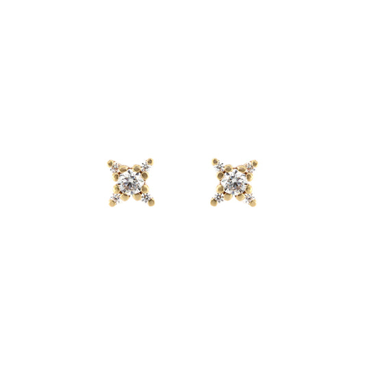 18ct gold White stone stud earrings