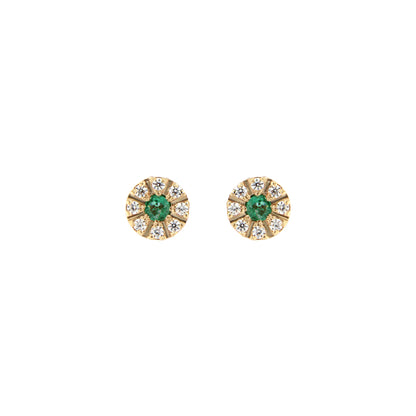 18ct gold Emerald and zirconia stud earrings