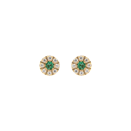 18ct gold Emerald and zirconia stud earrings