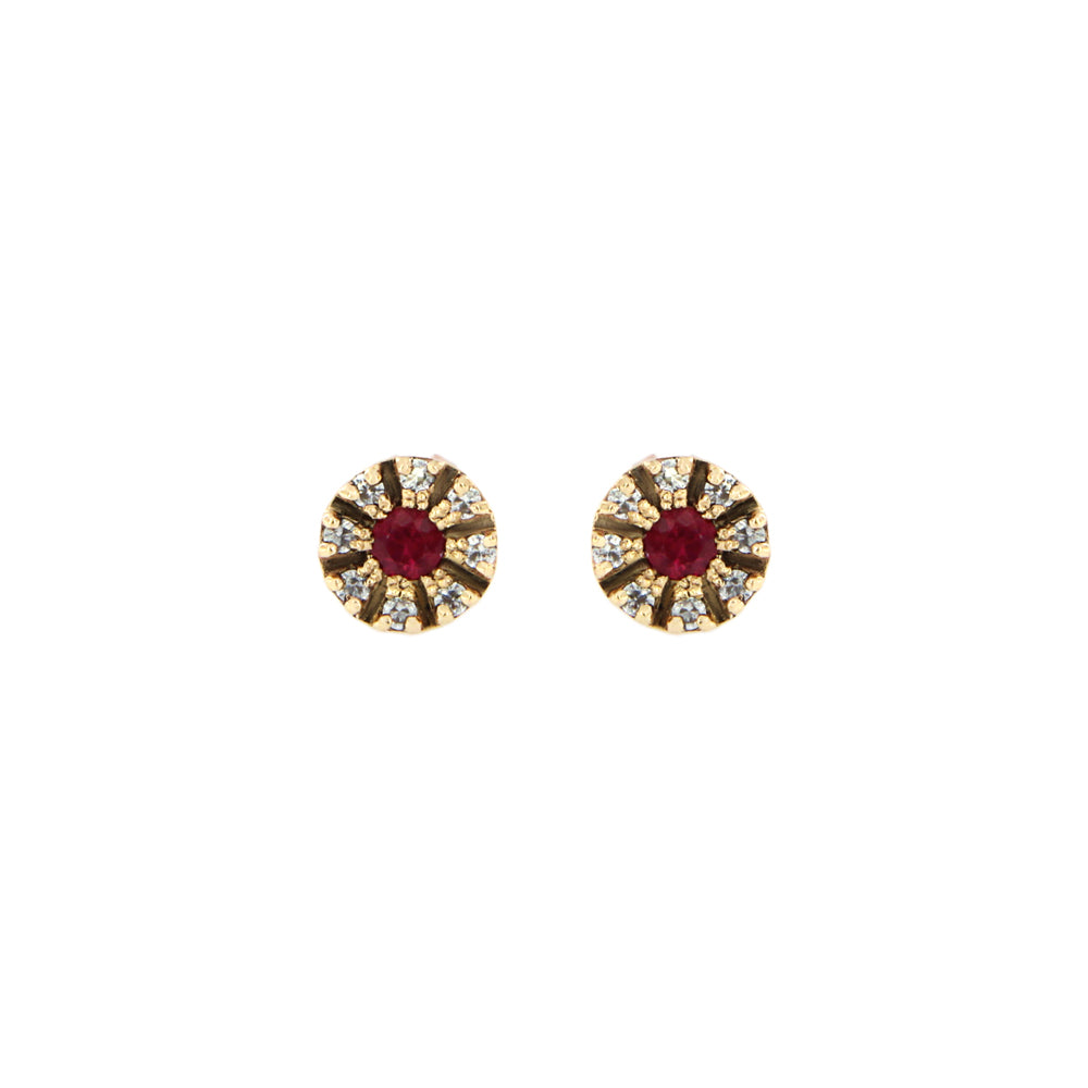 18ct gold Rubi and zirconia stud earrings