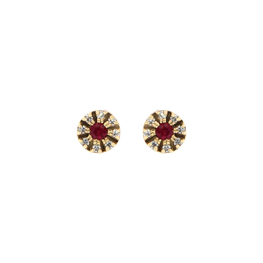 18ct gold Rubi and zirconia stud earrings