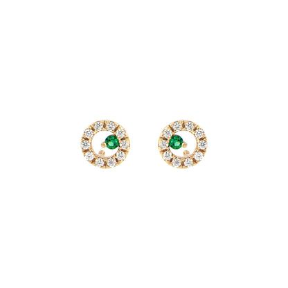 18ct gold Emerald and zirconia stud earrings