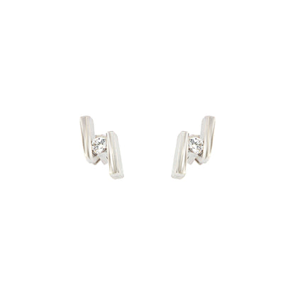 18ct gold White stone stud earrings