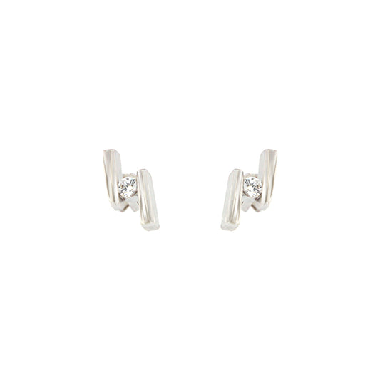 18ct gold White stone stud earrings