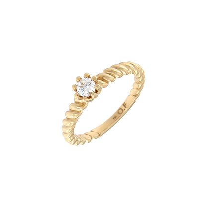 18ct gold White twisted stone ring