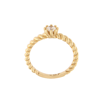 18ct gold White twisted stone ring