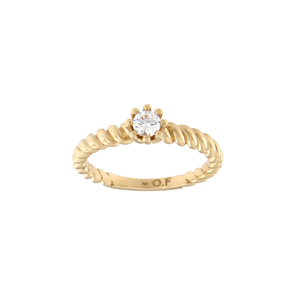 18ct gold White twisted stone ring