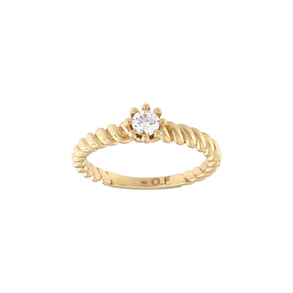 18ct gold White twisted stone ring