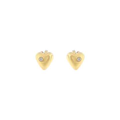 18ct gold Heart with diamonds stud earrings