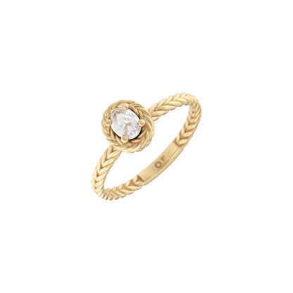 18ct gold White stone spike ring