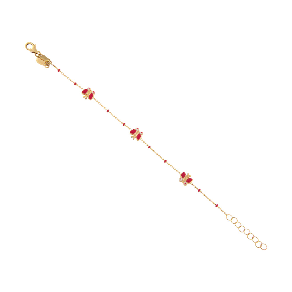 18ct gold Baby bracelet pink buterfly