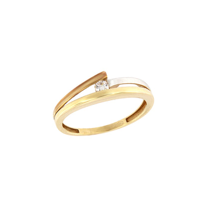 18ct gold Tricolor white stone ring