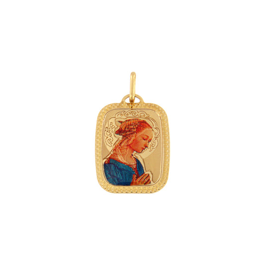 18ct gold Rectangle colored plate pendant Virgin