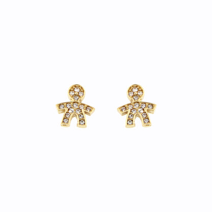 18ct gold White stone doll earrings