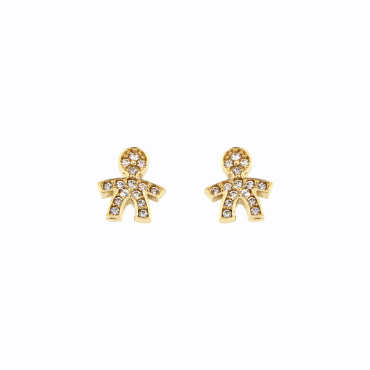 18ct gold White stone doll earrings