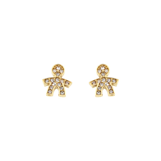 18ct gold White stone doll earrings