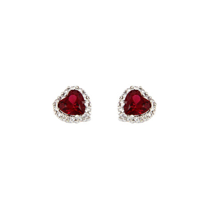 18ct gold Red stone hearts earrings