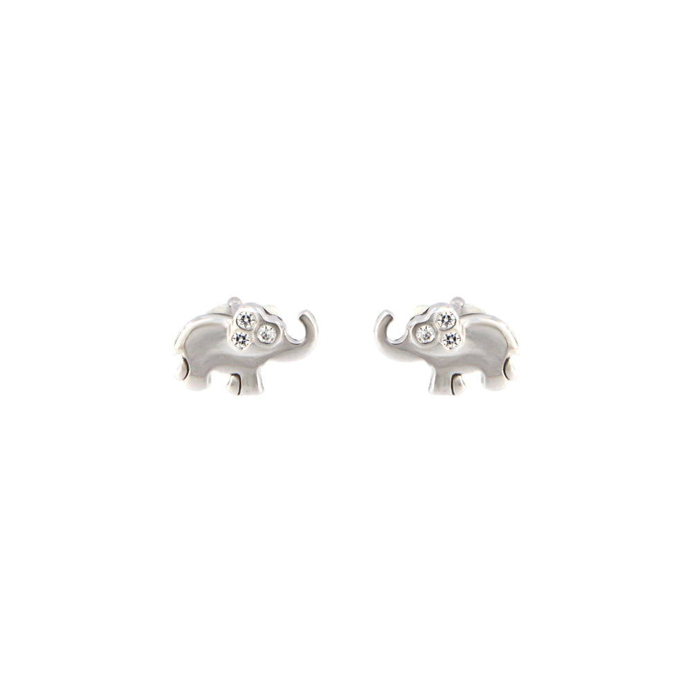 18ct gold White stone elephant earrings