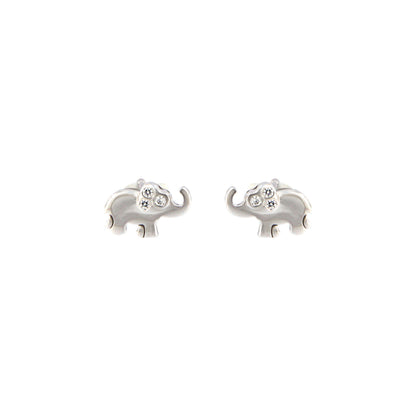 18ct gold White stone elephant earrings