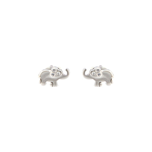 18ct gold White stone elephant earrings