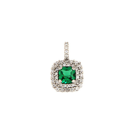 18ct  gold Square green stone pendant