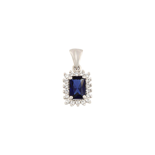 18ct  gold Rectangular blue stone pendant
