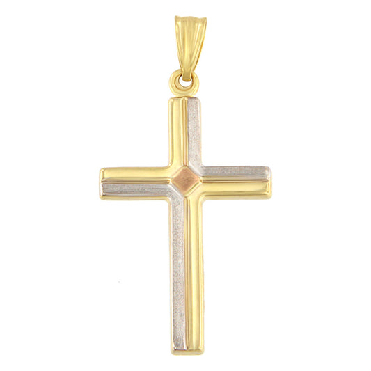 18ct gold Two-tone rhombus cross pendant