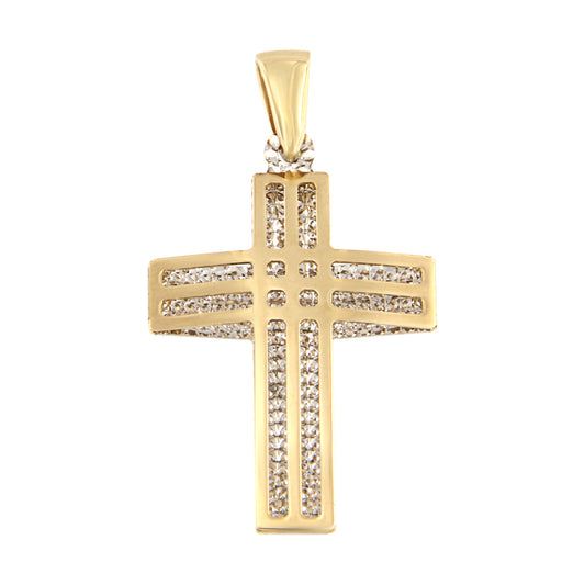 18ct gold Double bicolor cross pendant