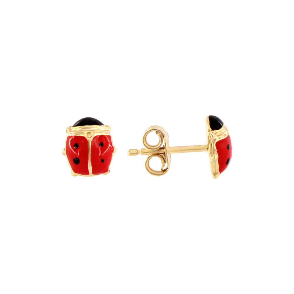 18ct gold Ladybird earrings