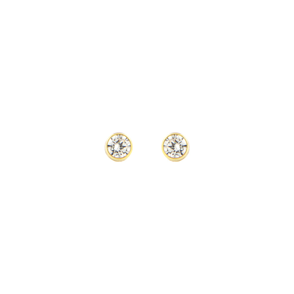 18ct gold  White Stone stud earrings