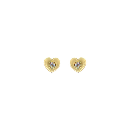 18ct gold White stone heart earrings