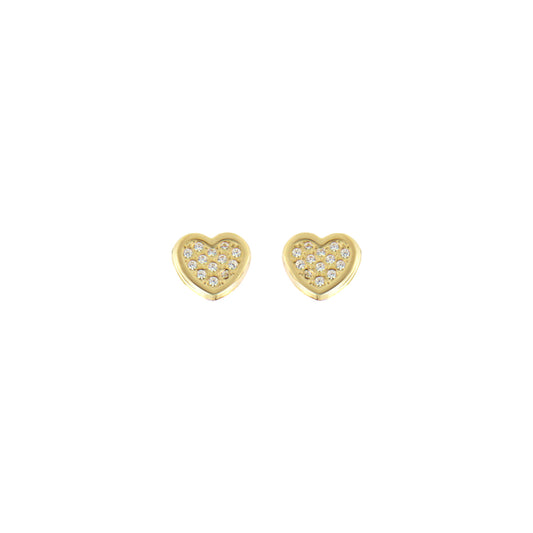 18ct gold White stone heart earrings